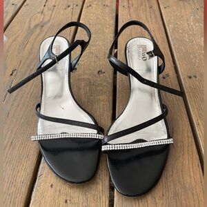 Bravo Browns Elegant Black Strappy Kitten Heals